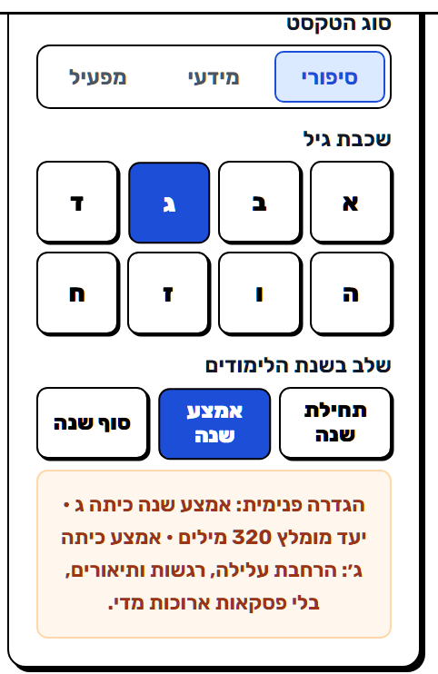 יצירת טקסט מותאם לתלמיד במחוללת הפדגוגית של קשת